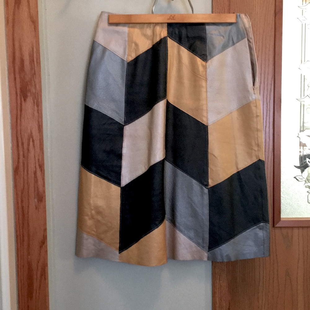Leather patchwork skirt